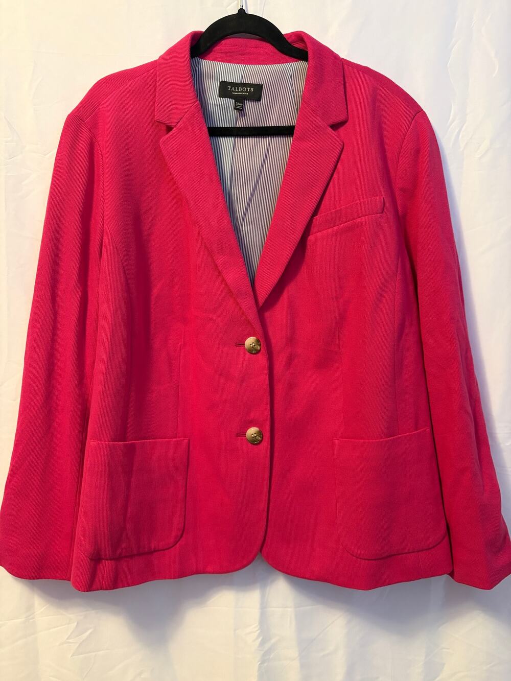 Talbots Knitted Blazer Pink Notch Lapels Front Button Long Sleeve 22WP